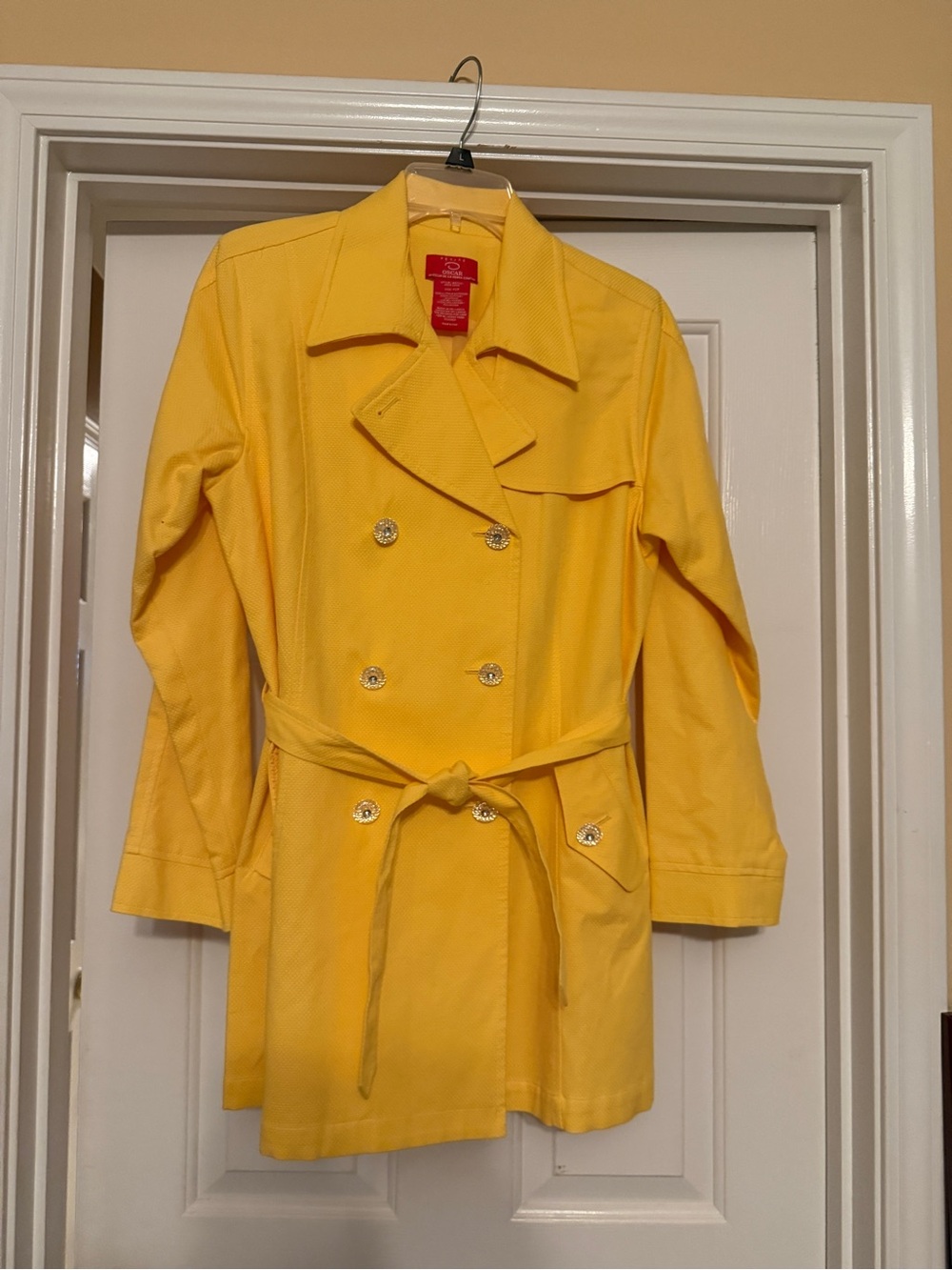 Oscar de la Renta Yellow Double-Breasted Trench with Belt